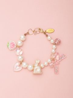 MICHU COQUETTE/【USAGI ONLINE10周年限定】Usagi ブレスレット/Pearl & bijou pink bow/ブレスレット/バングル